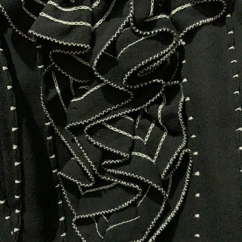 Kate Spade Black Dress White Stitching Silk sz 4 - Picture 5 of 8